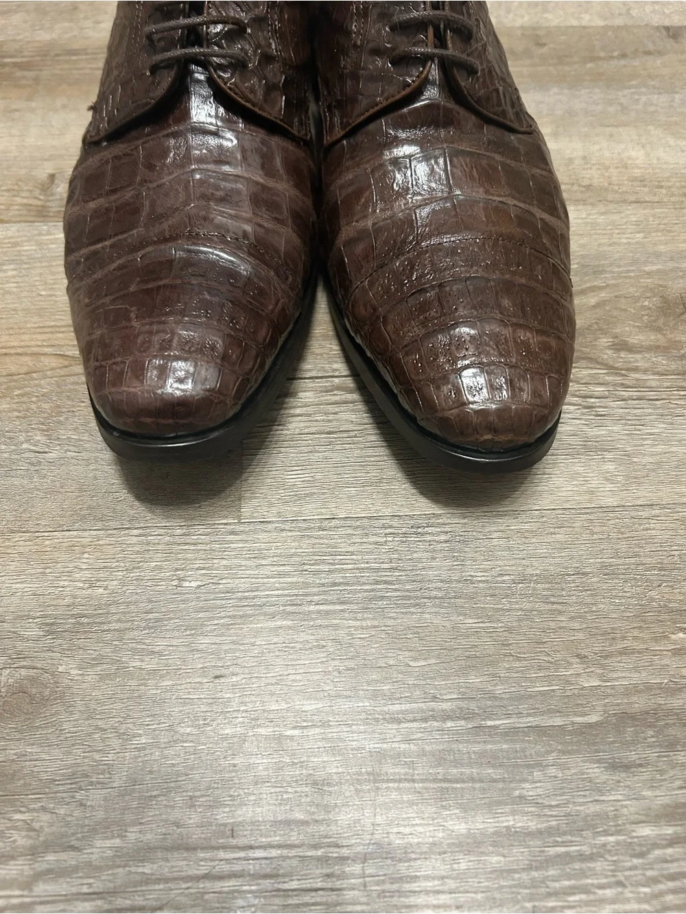 Emling Chasseur Men's Size 41.5 US 8 Crocodile Skin Brown Leather Derby Shoes